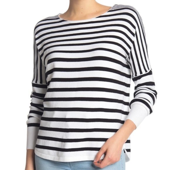 French Connection White Navy Striped  Nautical Sweater - Picture 1 of 15